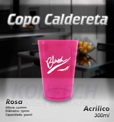 Copo Caldereta Acrílico Rosa 300 ml